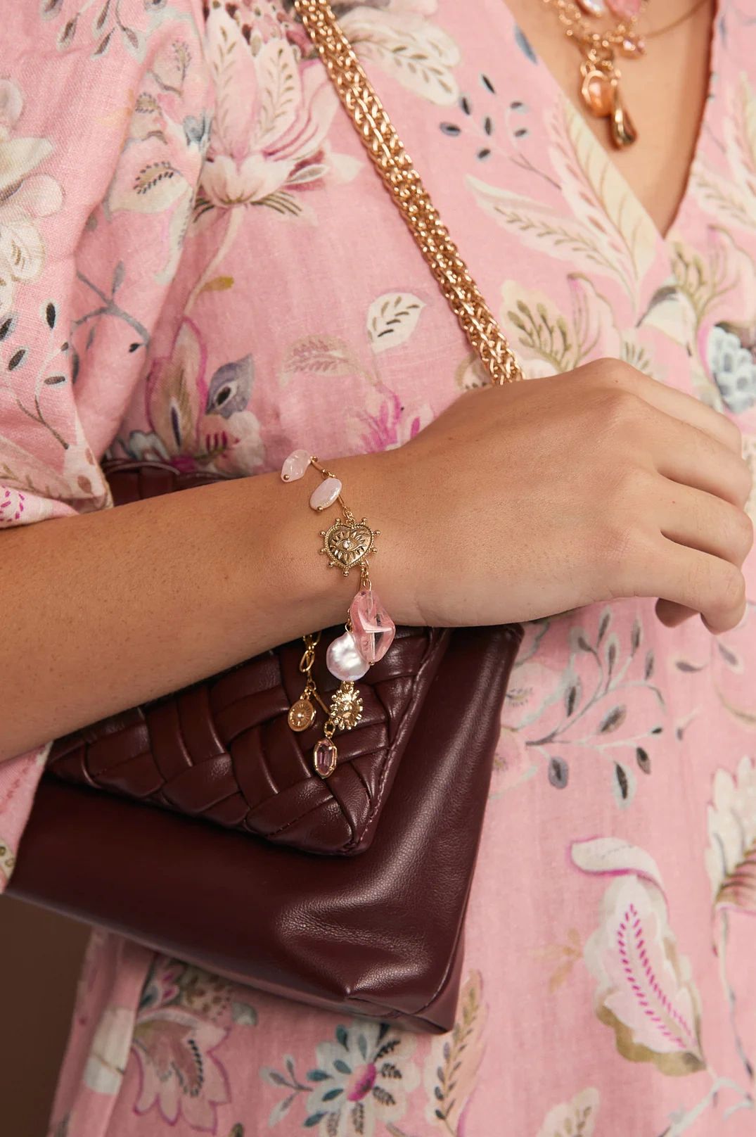 Adorne Folklore Linked Charm Bracelet