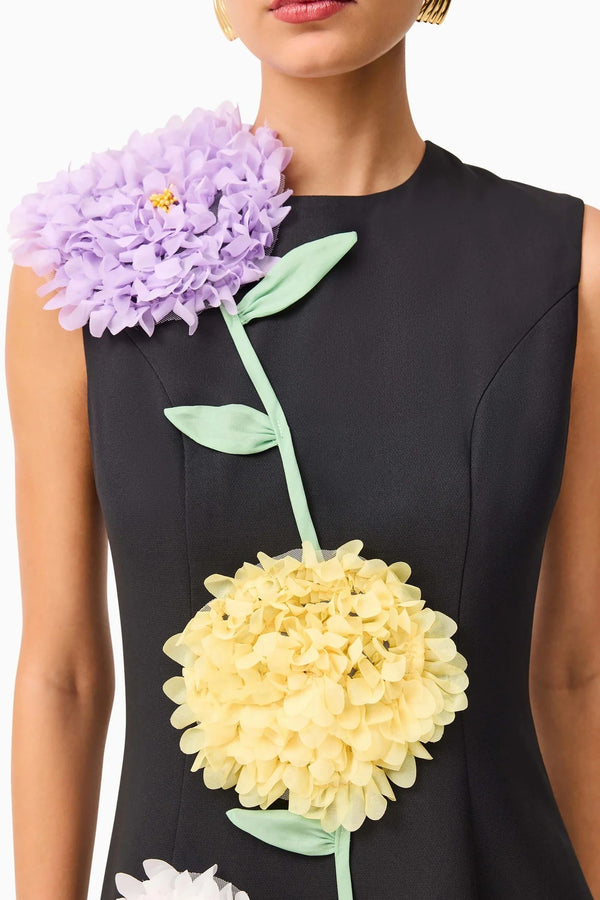 Buttercup Embroidered Mini Dress Black