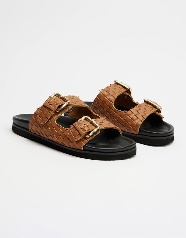 Human Blair Leather Slides Black or Tan
