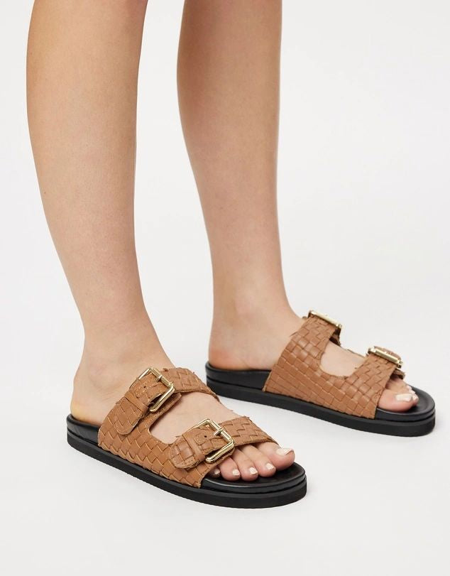Human Blair Leather Slides Black or Tan