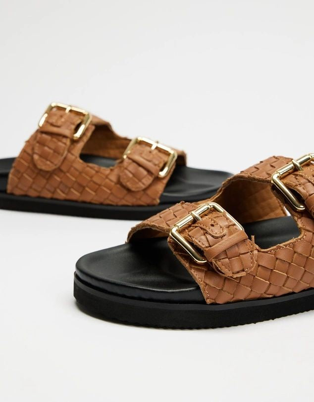 Human Blair Leather Slides Black or Tan