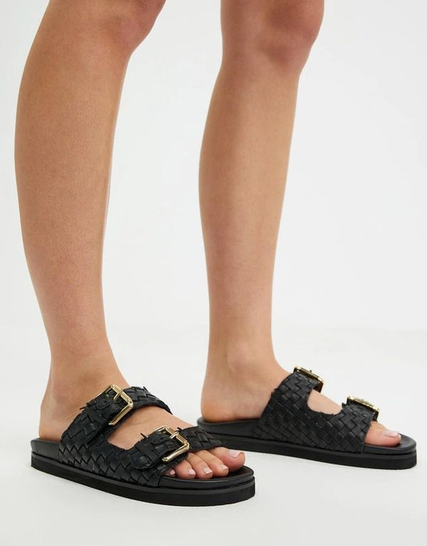 Human Blair Leather Slides Black or Tan