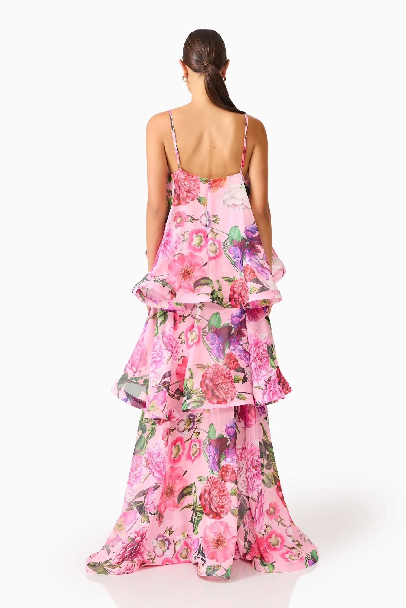 Elliatt Armani Tiered Maxi Dress in Pink Floral Secondary image