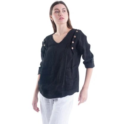 Black Italian Linen Top Main image