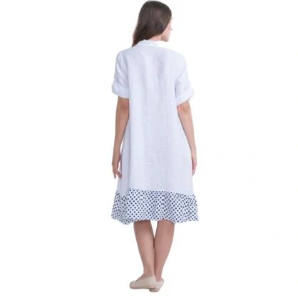 Vera May Italian Linen Navy Spot Dress
