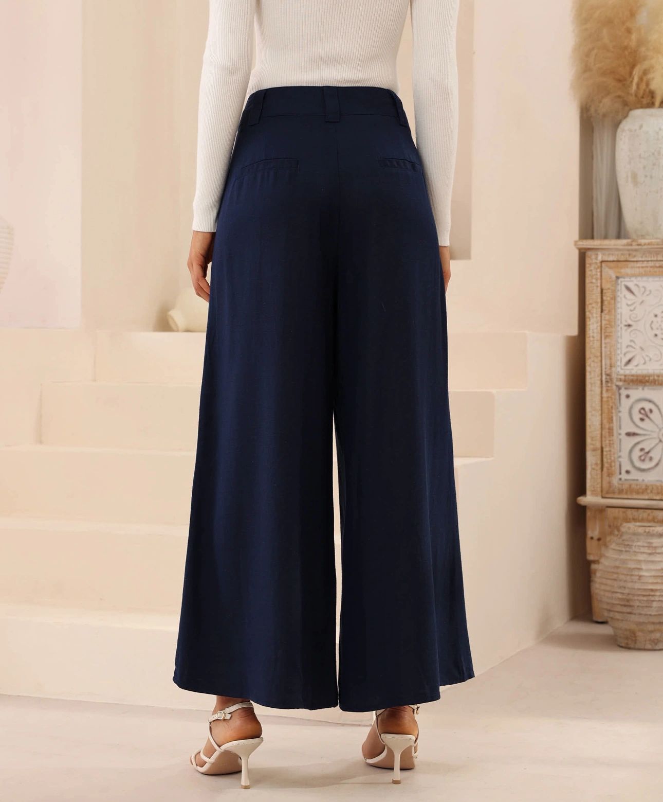 Navy Silk/Linen Pants Secondary image