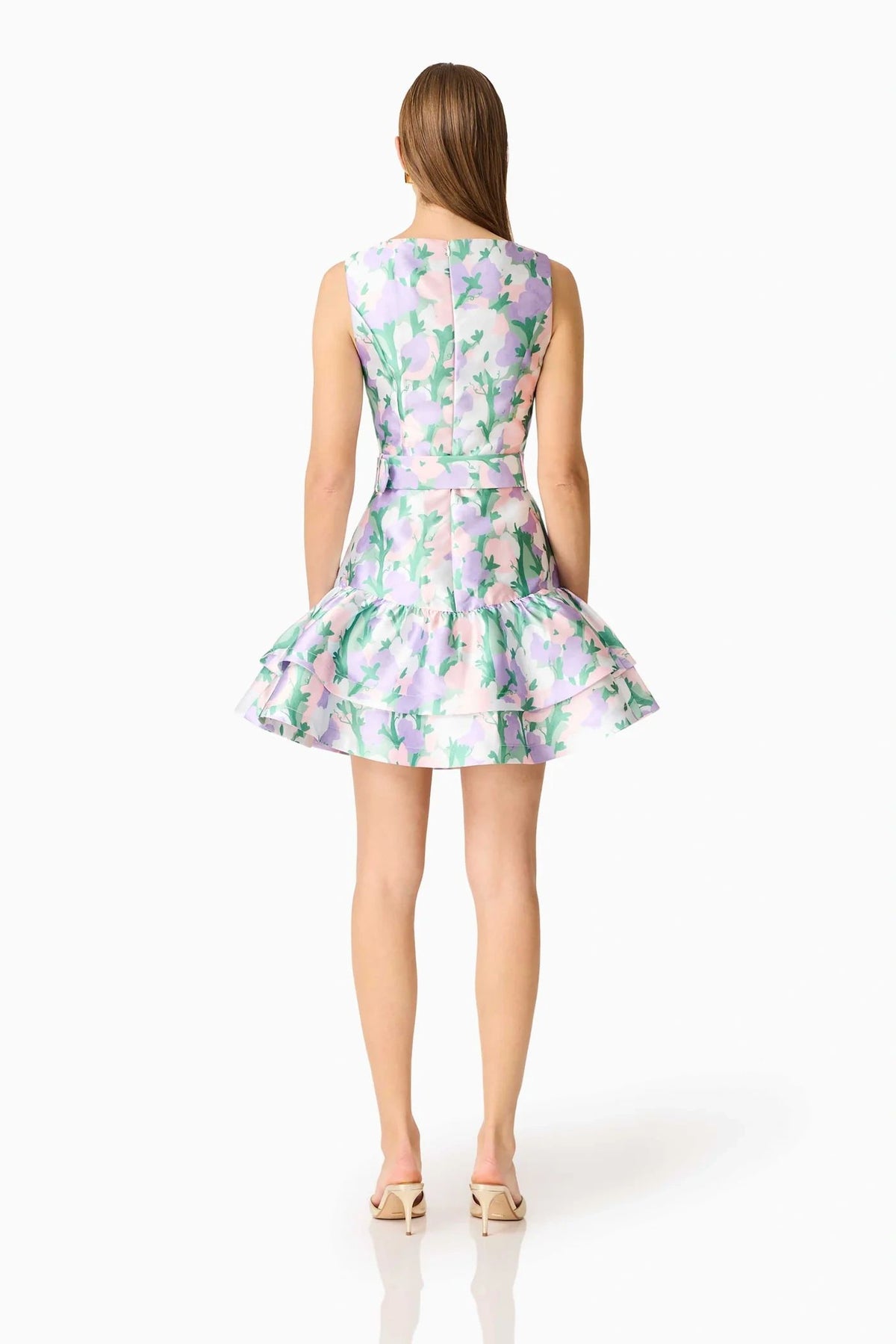 Lavinia V Neck Mini Dress Green/Purple