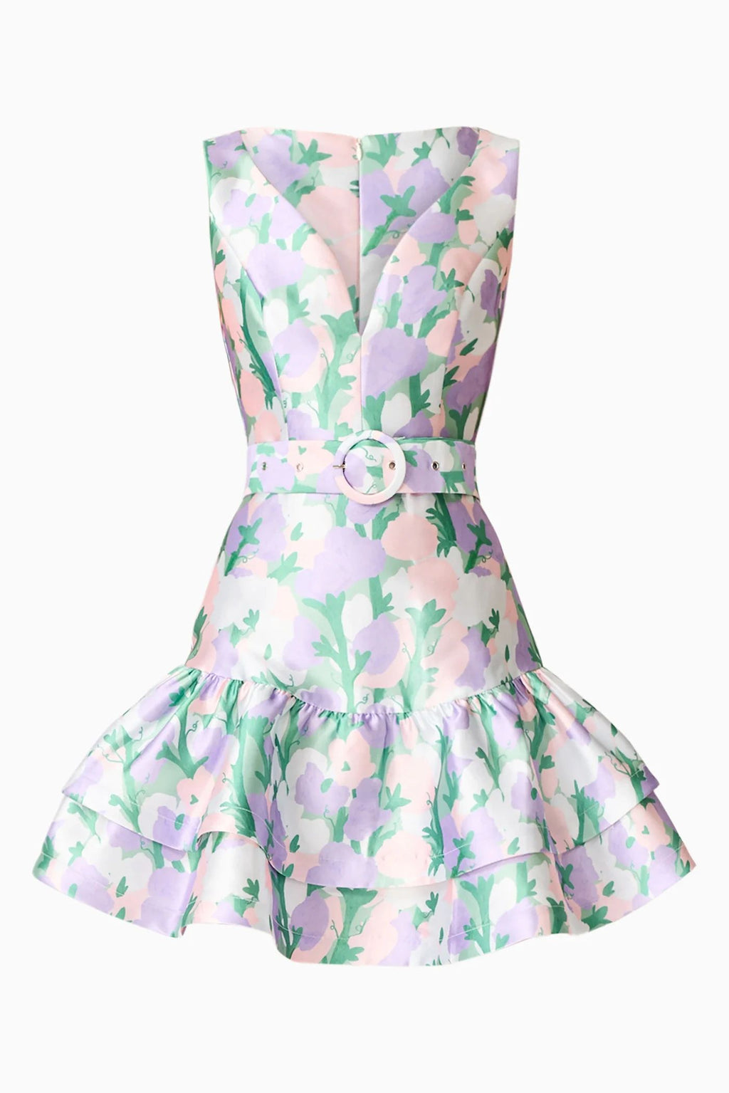 Lavinia V Neck Mini Dress Green/Purple