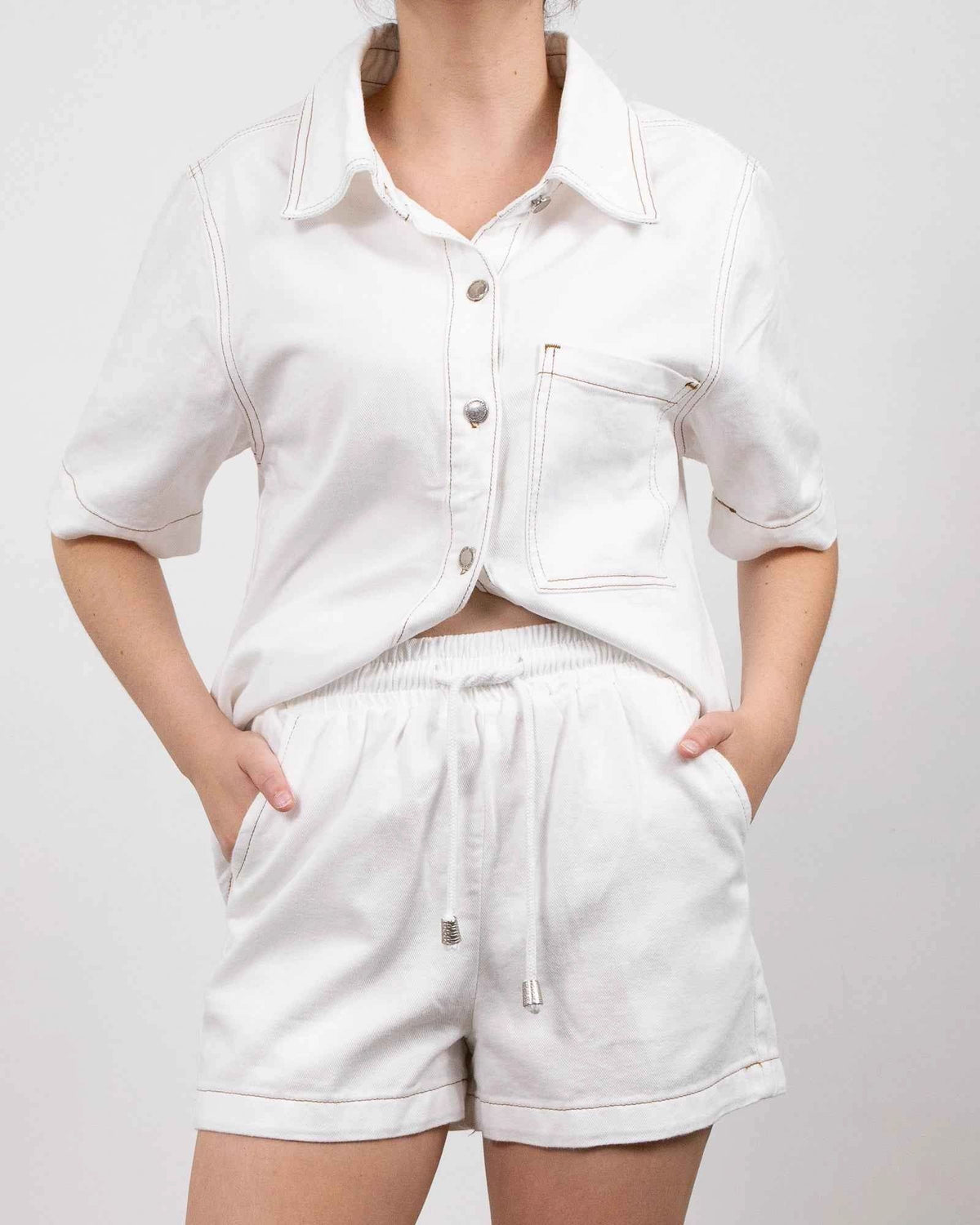 Country Denim Drawstring Shorts Asst Colours