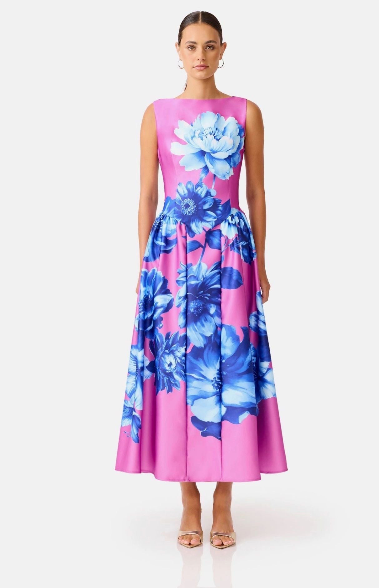 Elliatt Sybella Midi Dress Blue Pink Floral Secondary image