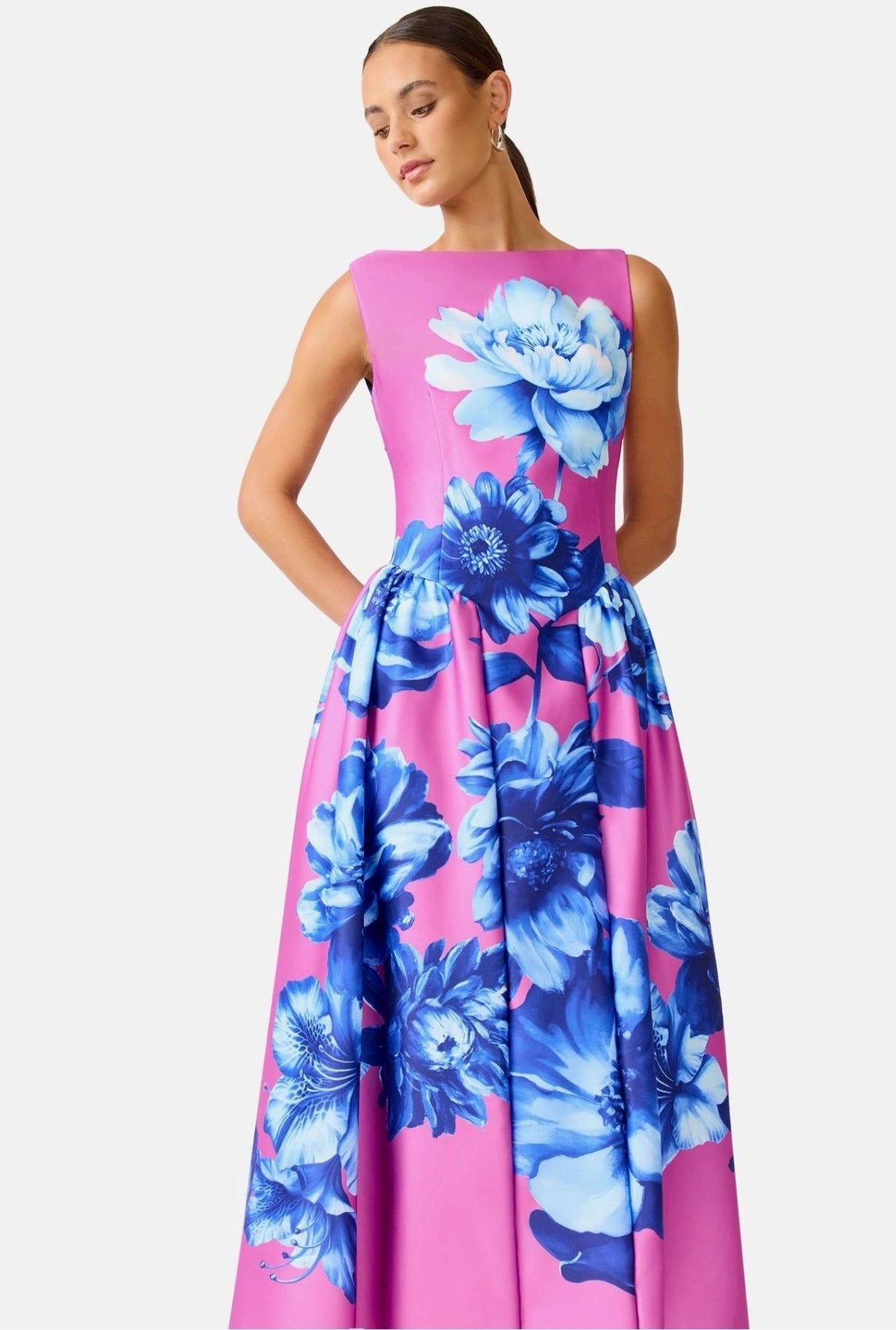 Elliatt Sybella Midi Dress Blue Pink Floral