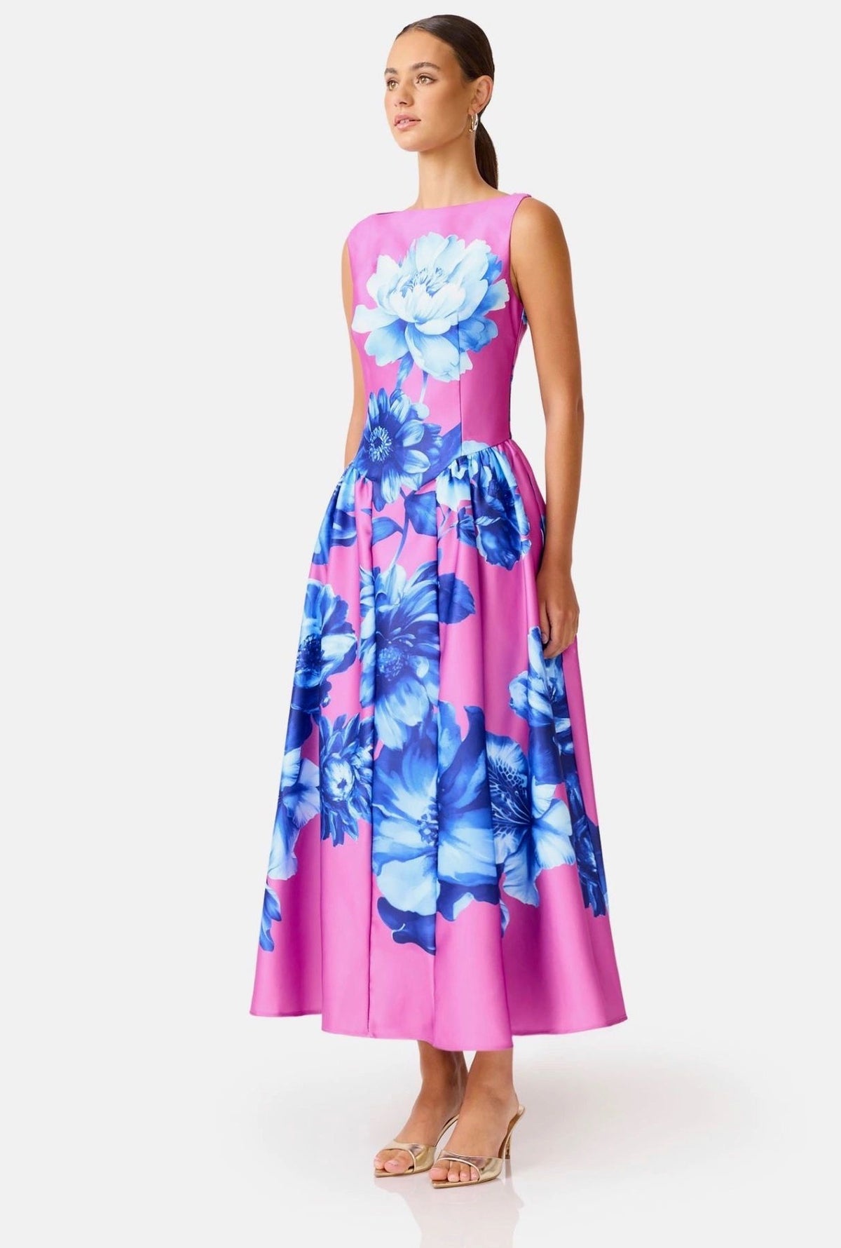 Elliatt Sybella Midi Dress Blue Pink Floral