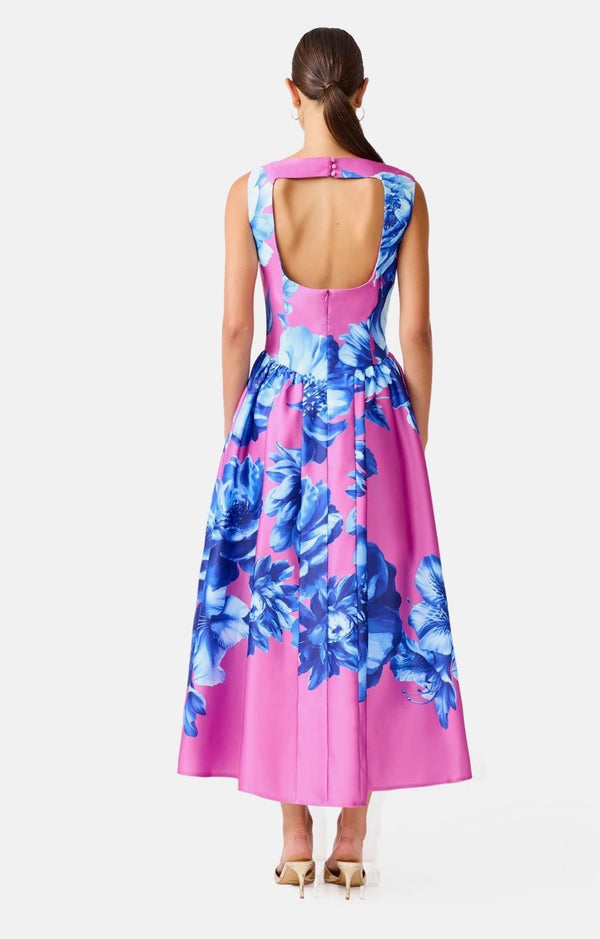 Elliatt Sybella Midi Dress Blue Pink Floral