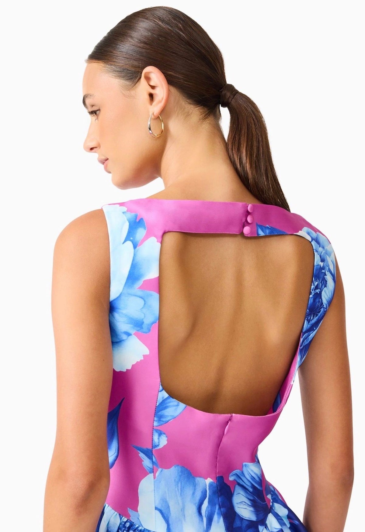 Elliatt Sybella Midi Dress Blue Pink Floral