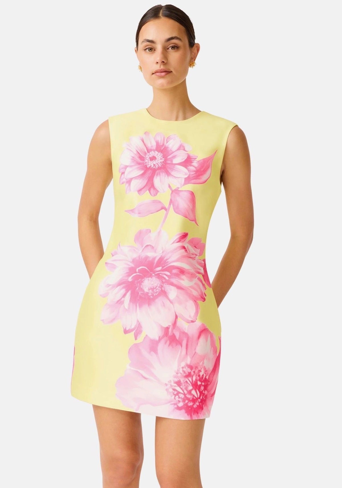 Elliatt Sybella Shift Mini Dress Pink Yellow Floral