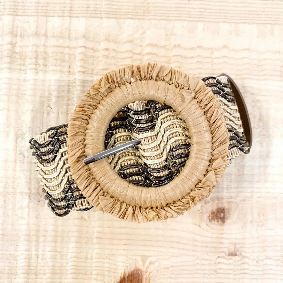 Woven Wavy Pattern Straw Belt Secondary image