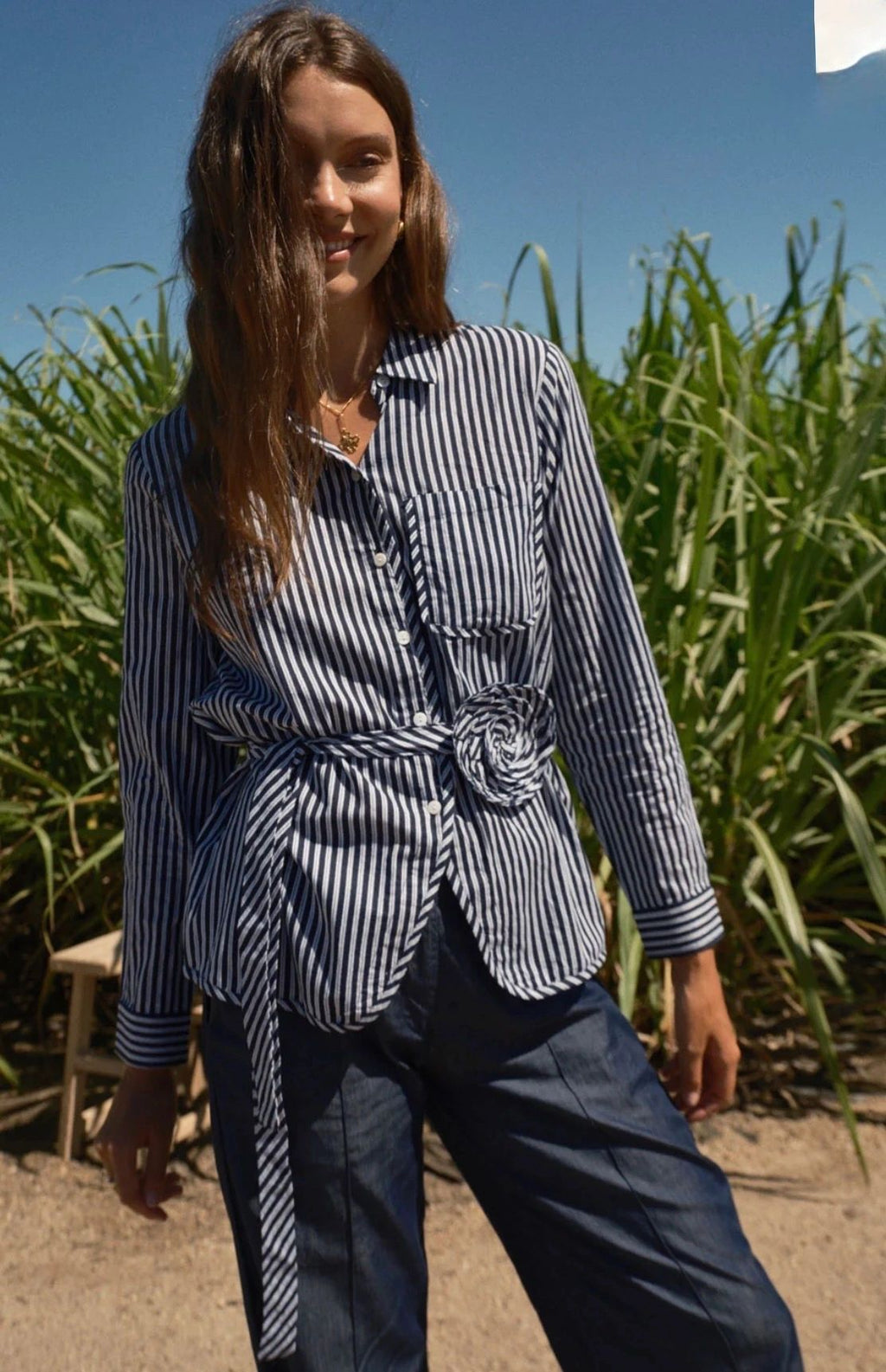 Rubyyaya Countryside Rose Top Navy