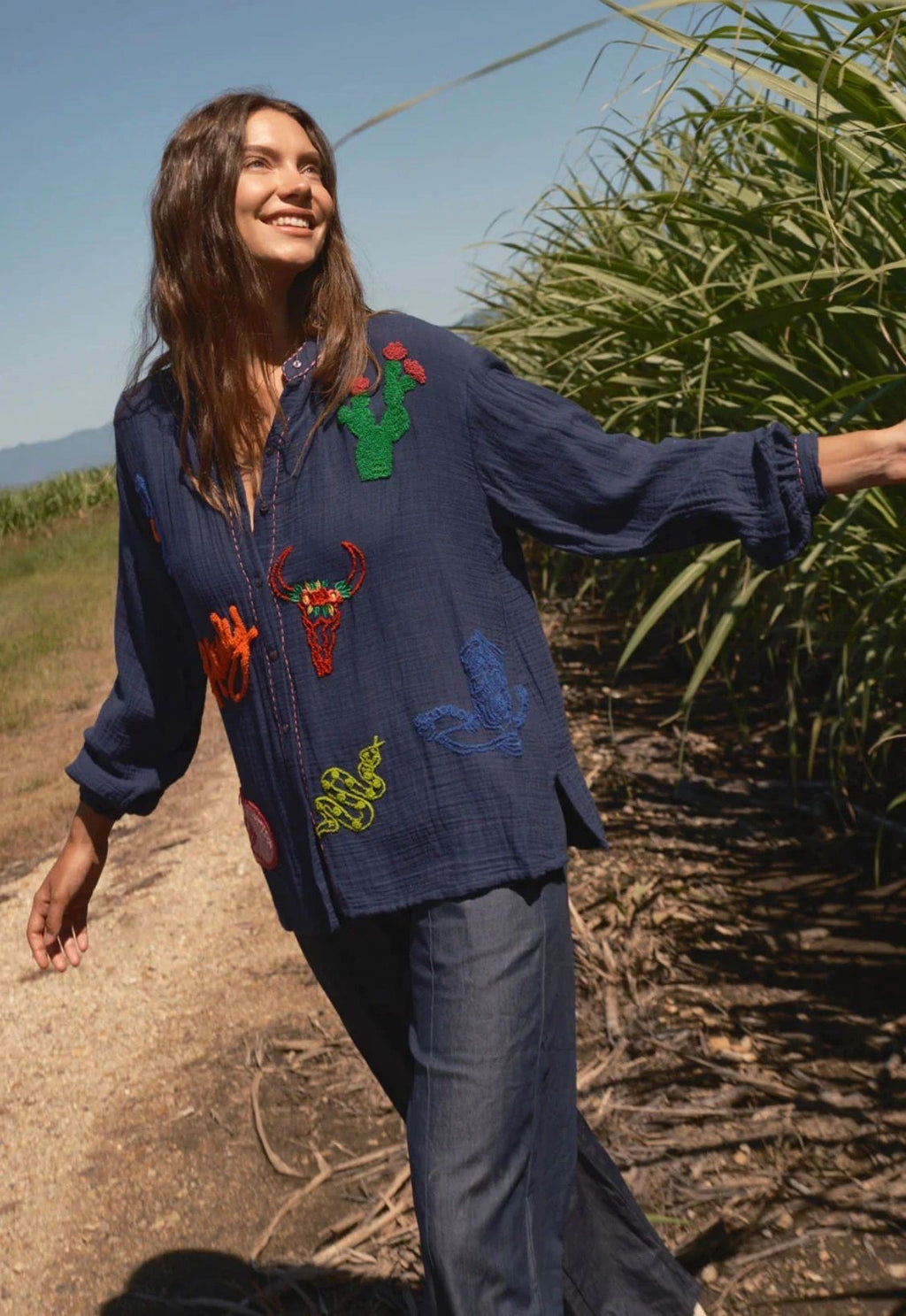 LulaLife Howdy Shirt Navy