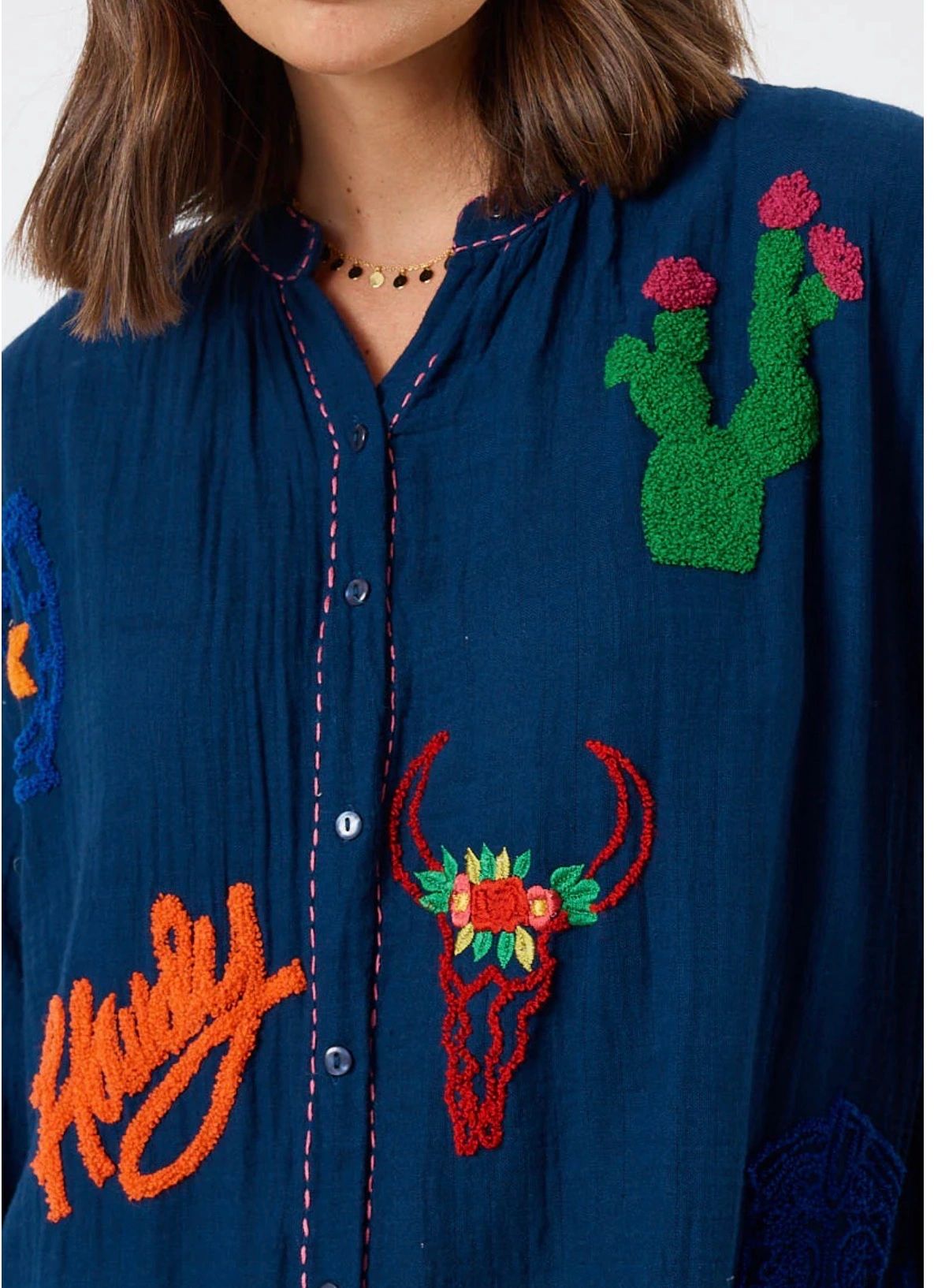 LulaLife Howdy Shirt Navy