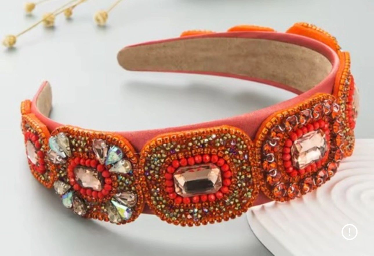 Orange Bejewled Headband Secondary image