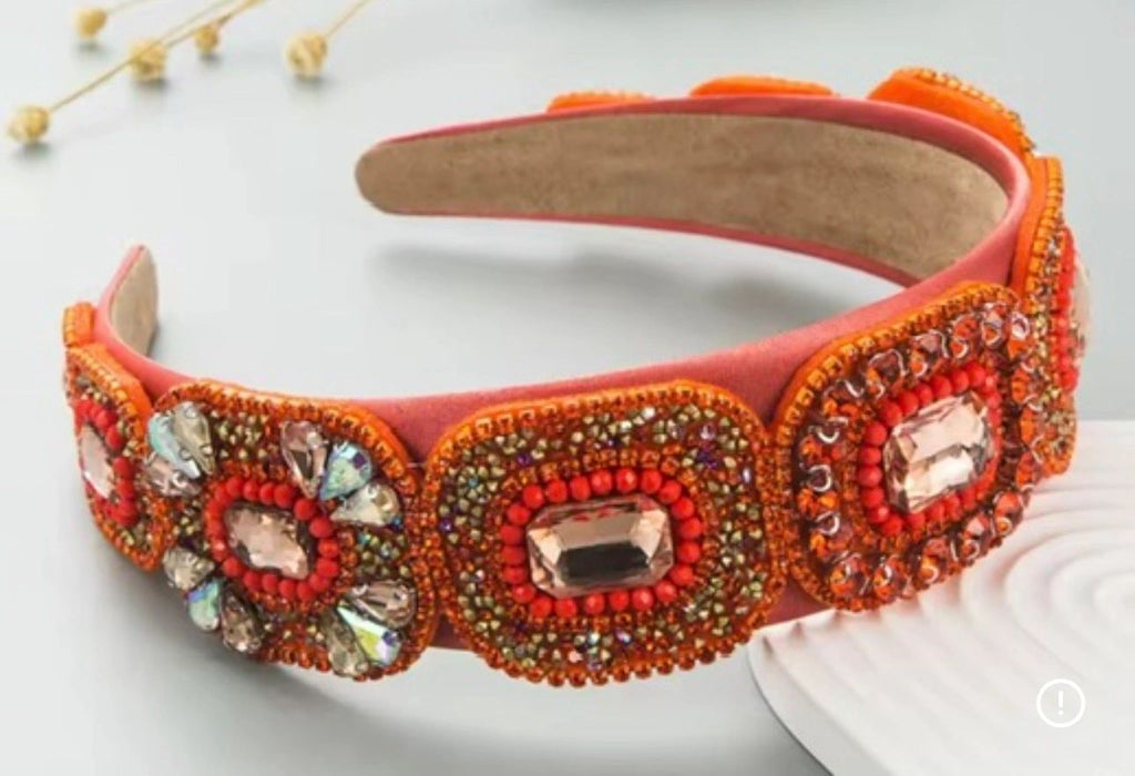 Orange Bejewled Headband