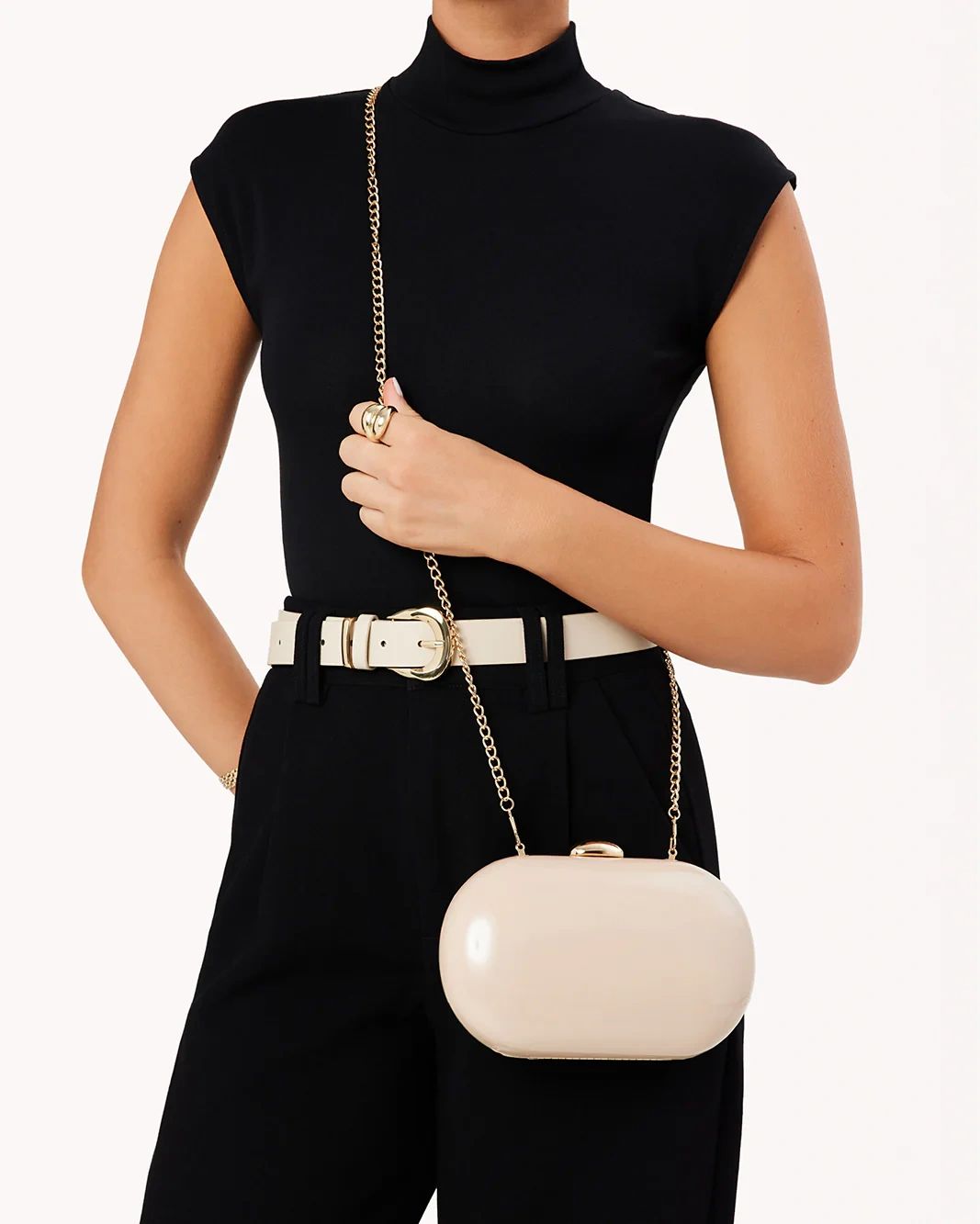 Selena Clutch Bag Nude Patent