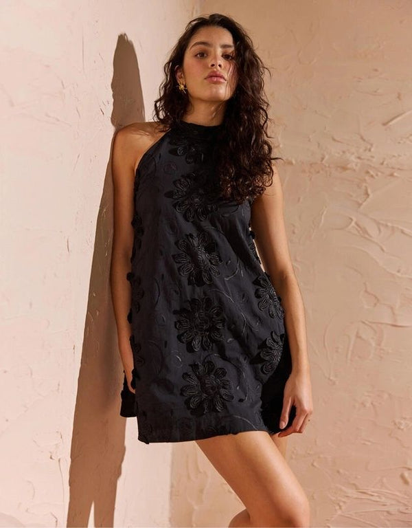 Roma High Neck Mini Dress