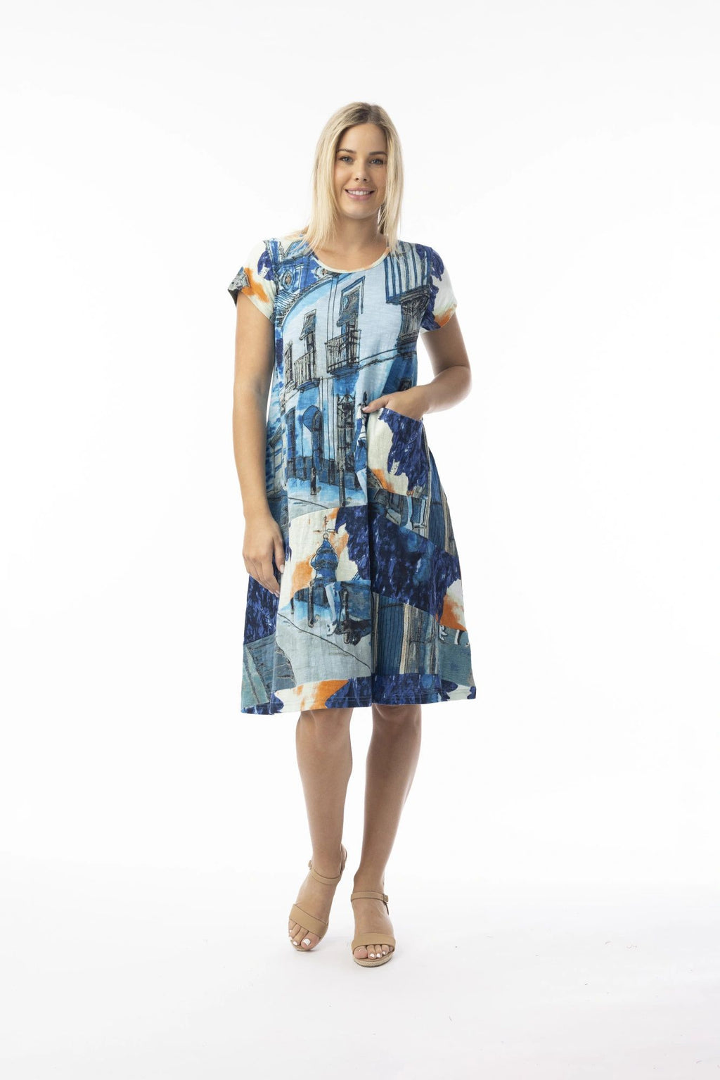 Printed Cotton Shift Dress Asst Colours