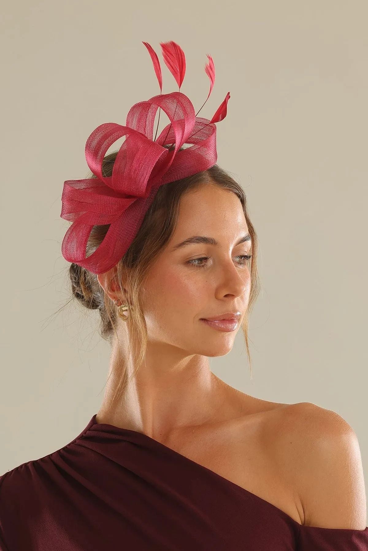 Burgundy Nyla Fascinator