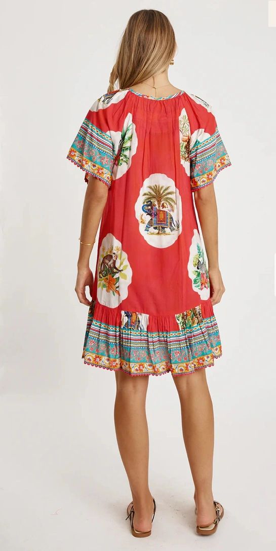LulaLife Cyra Shirred Dress Melon Secondary image