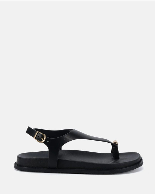 Rhoda Black Flat Sandals