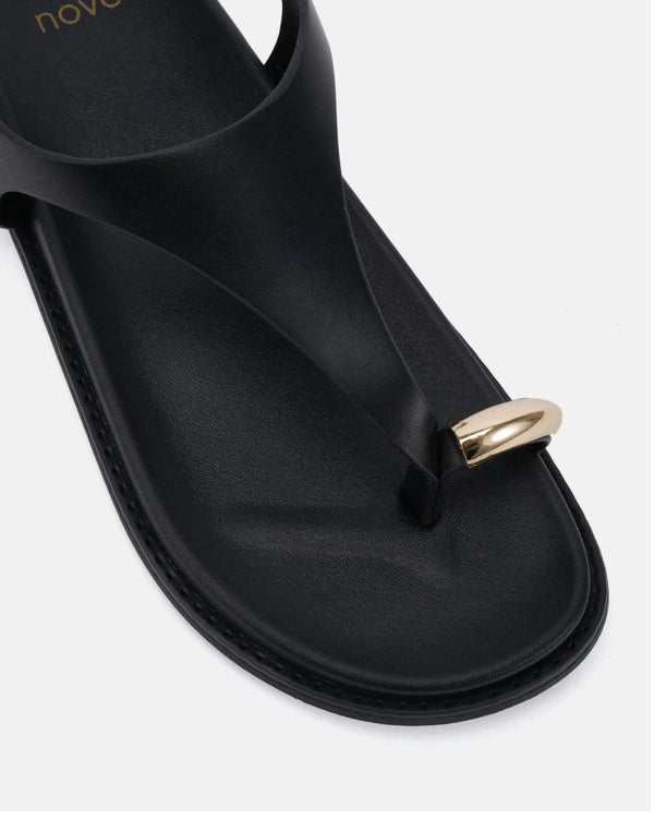 Rhoda Black Flat Sandals