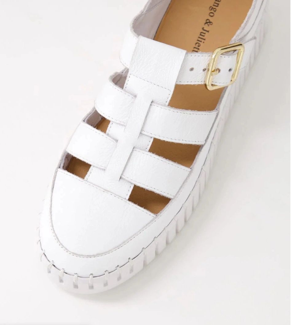 Django and Juliette Baytown White Leather Flat Shoes