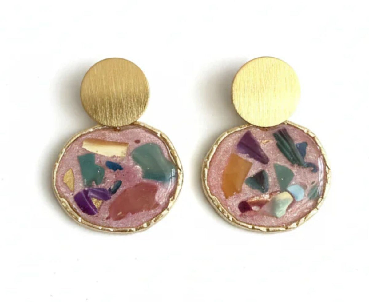 Gracie Rose Pink Mosaic Stud Earrings Main image