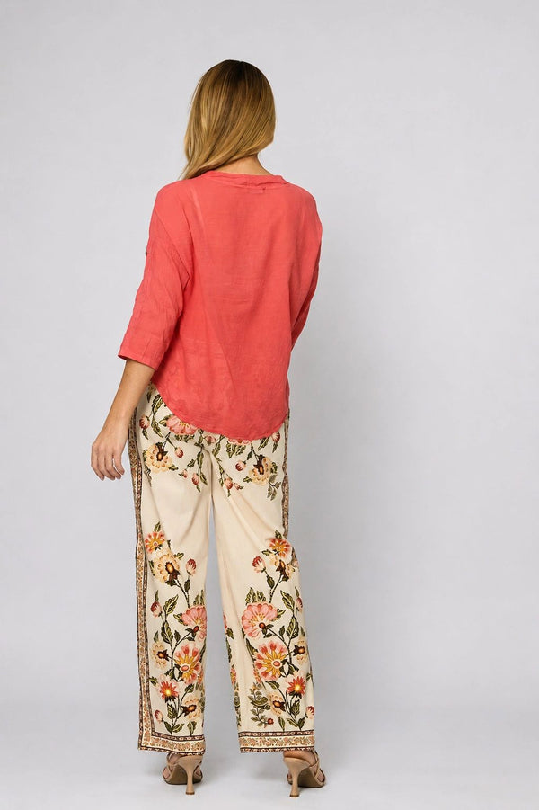 Tangerine V Neck Top