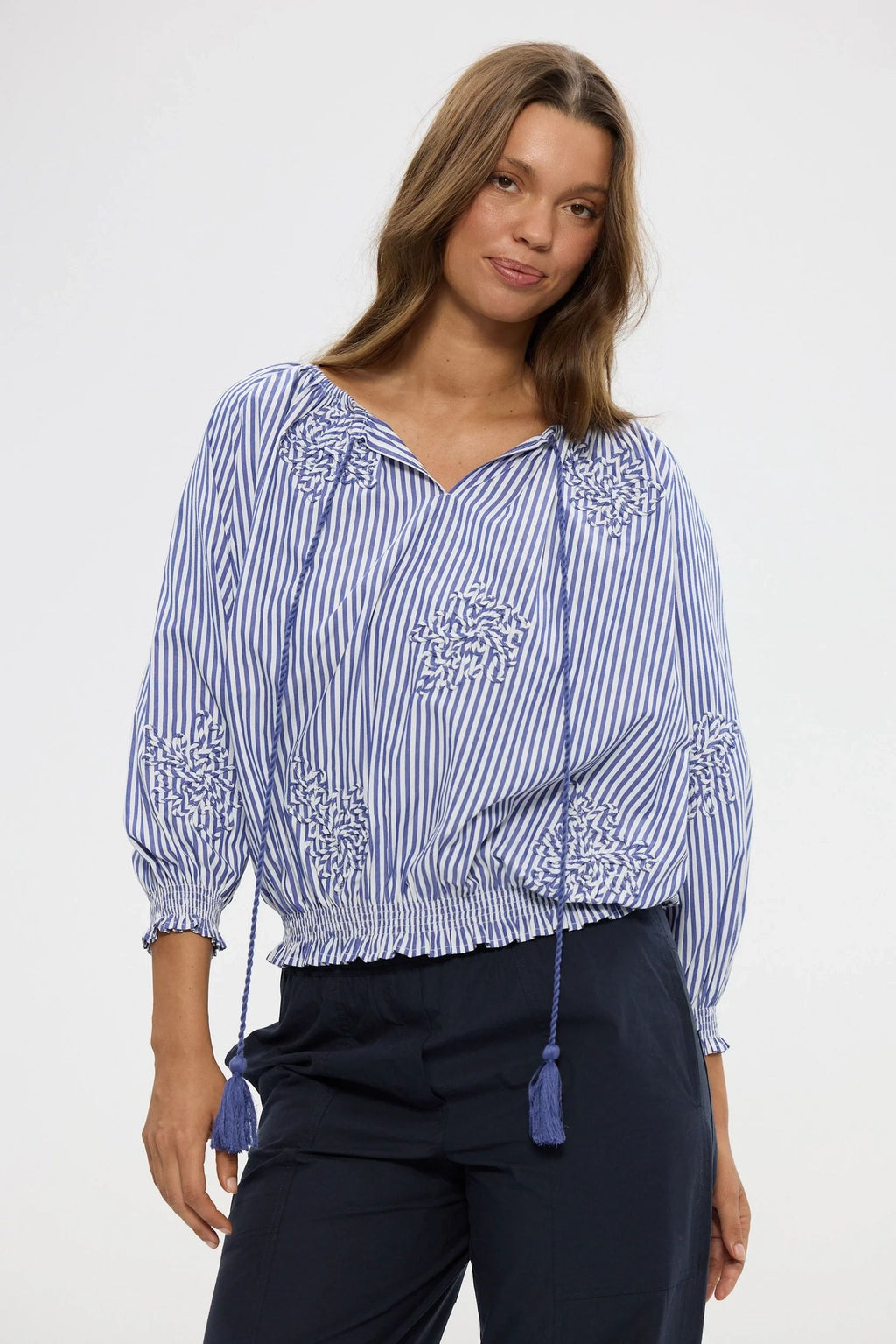 Holiday Seaside Top Blue Stripe