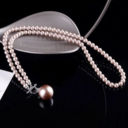 Long Pearl Ball Fob Necklace Asst Colours Main image