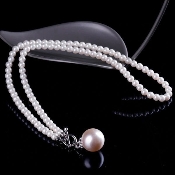 Long Pearl Ball Fob Necklace Asst Colours