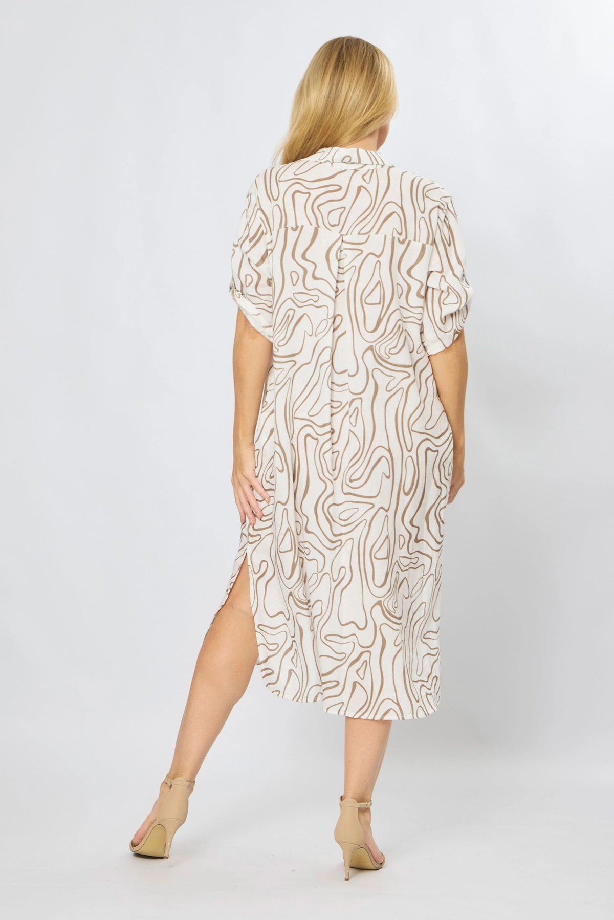 Geometric Mocha Shirt Dress