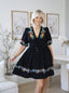 Heidi Embroidered Black Mini Dress