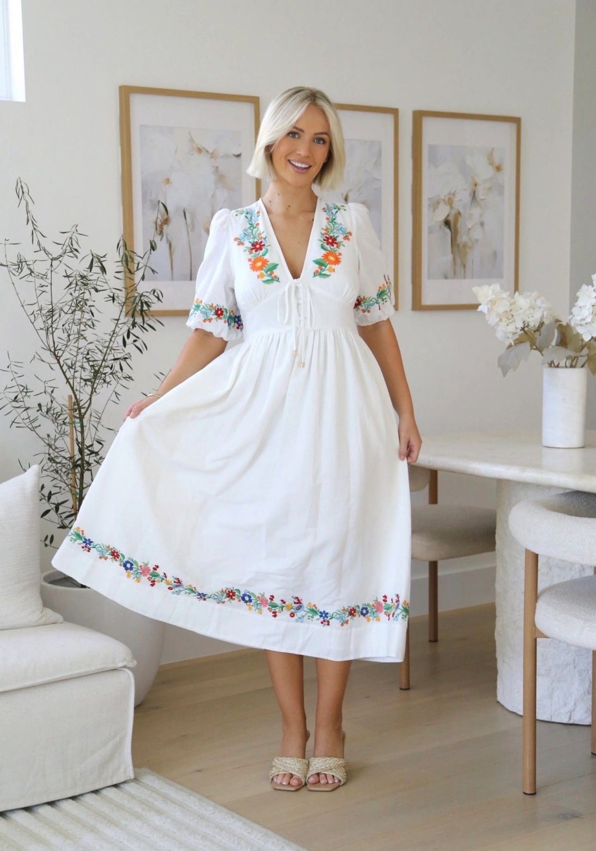 Heidi White Embroidered Dress