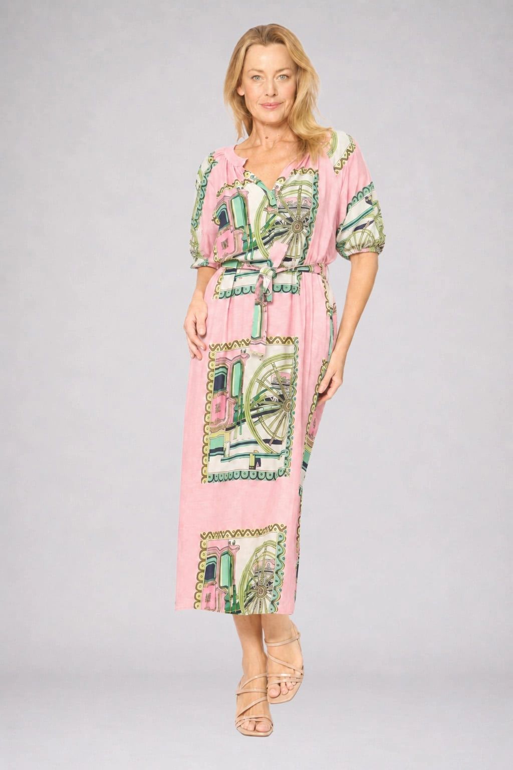 Postage Stamp Linen Blend Dress Secondary image