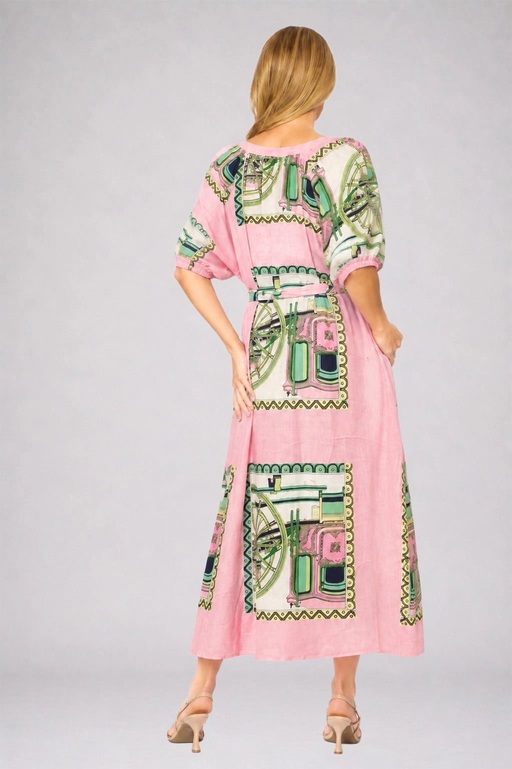 Postage Stamp Linen Blend Dress