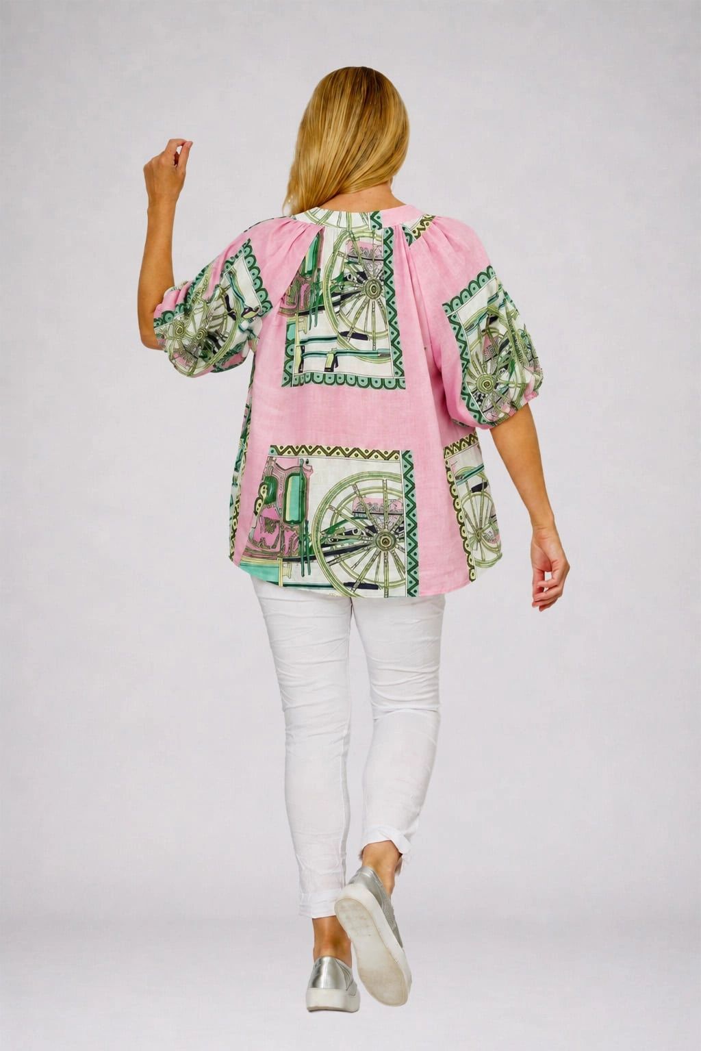 Postage Stamp Linen Blend Top