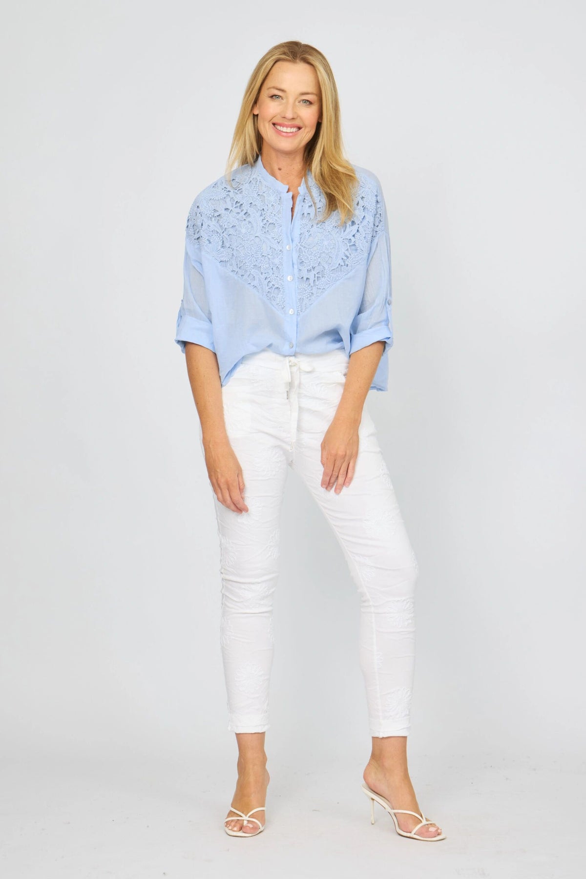 Jessica Lace Bodice Shirt Asst Colours Main image