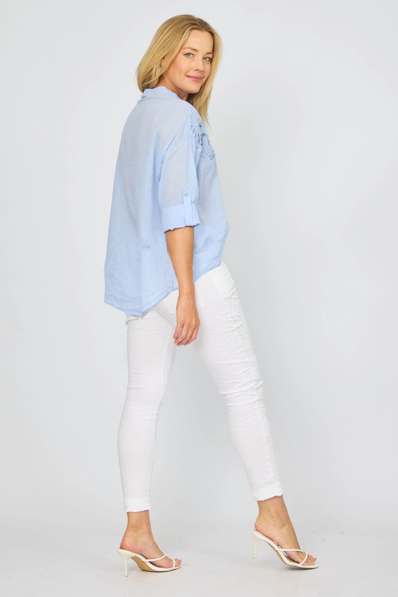Jessica Lace Bodice Shirt Asst Colours Secondary image