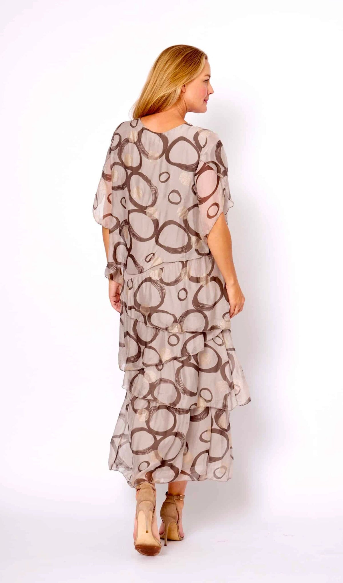 Mocha Circle Print Layered Dress