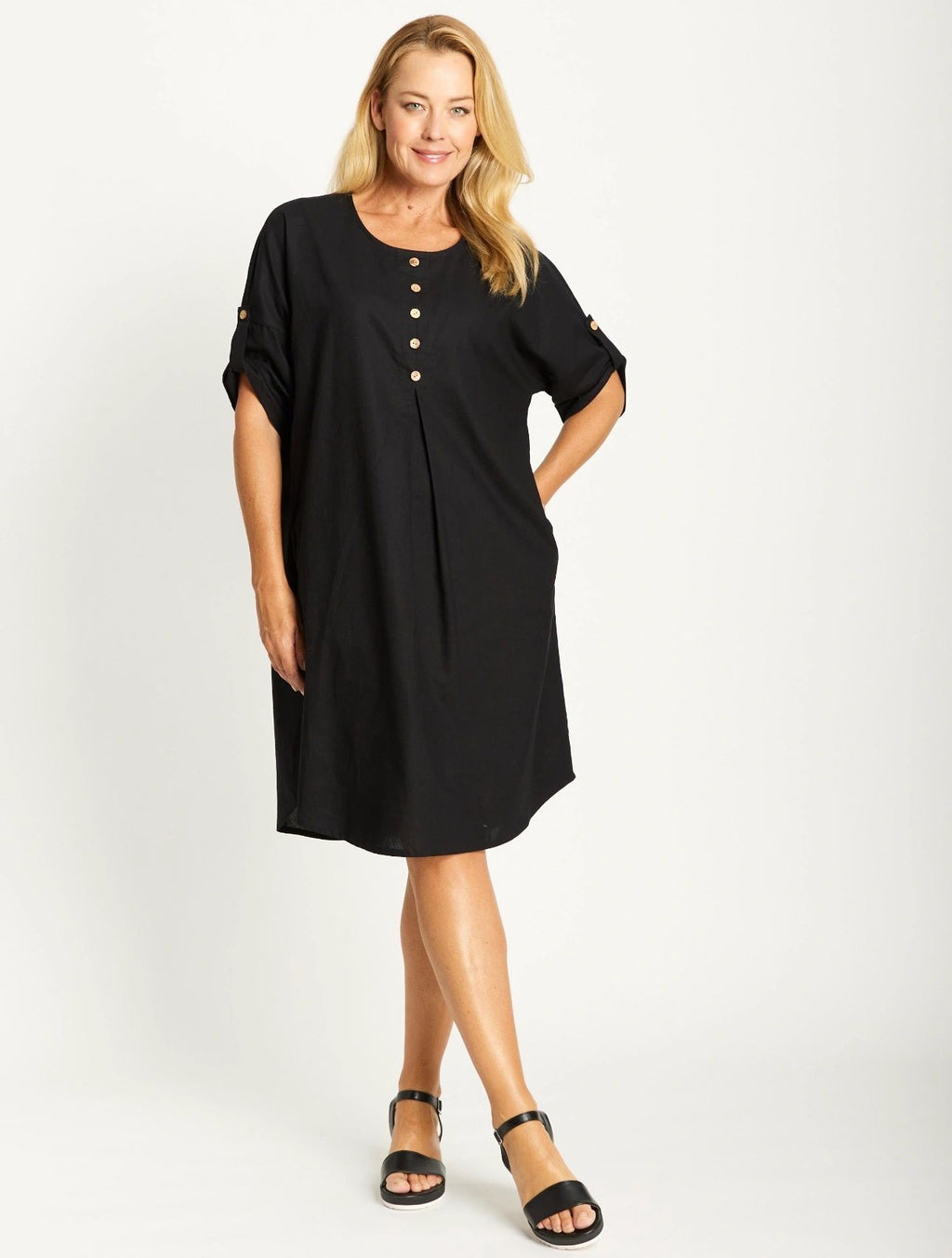 Invert Cotton Linen Blend Dress Asst Colours