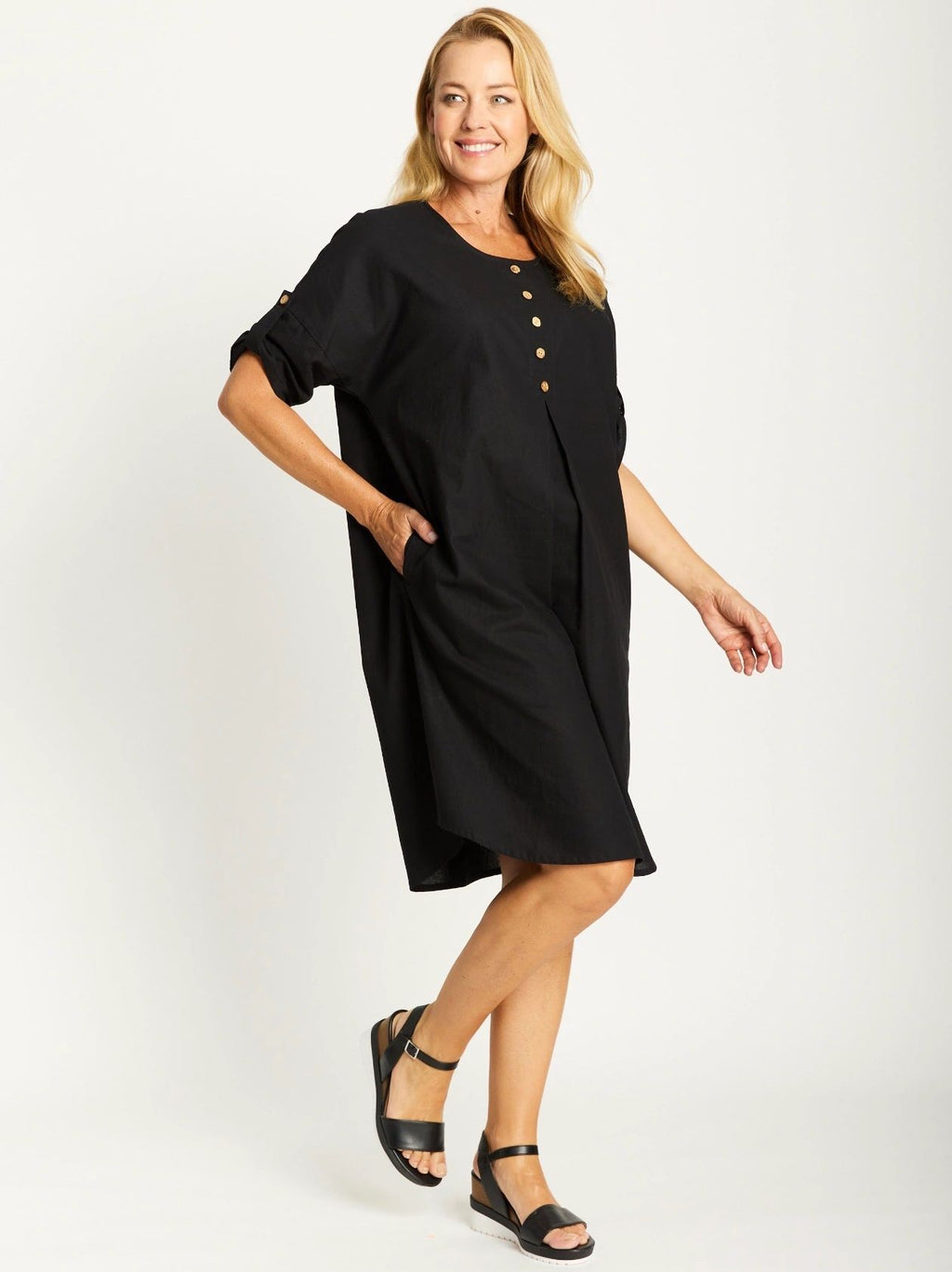 Invert Cotton Linen Blend Dress Asst Colours
