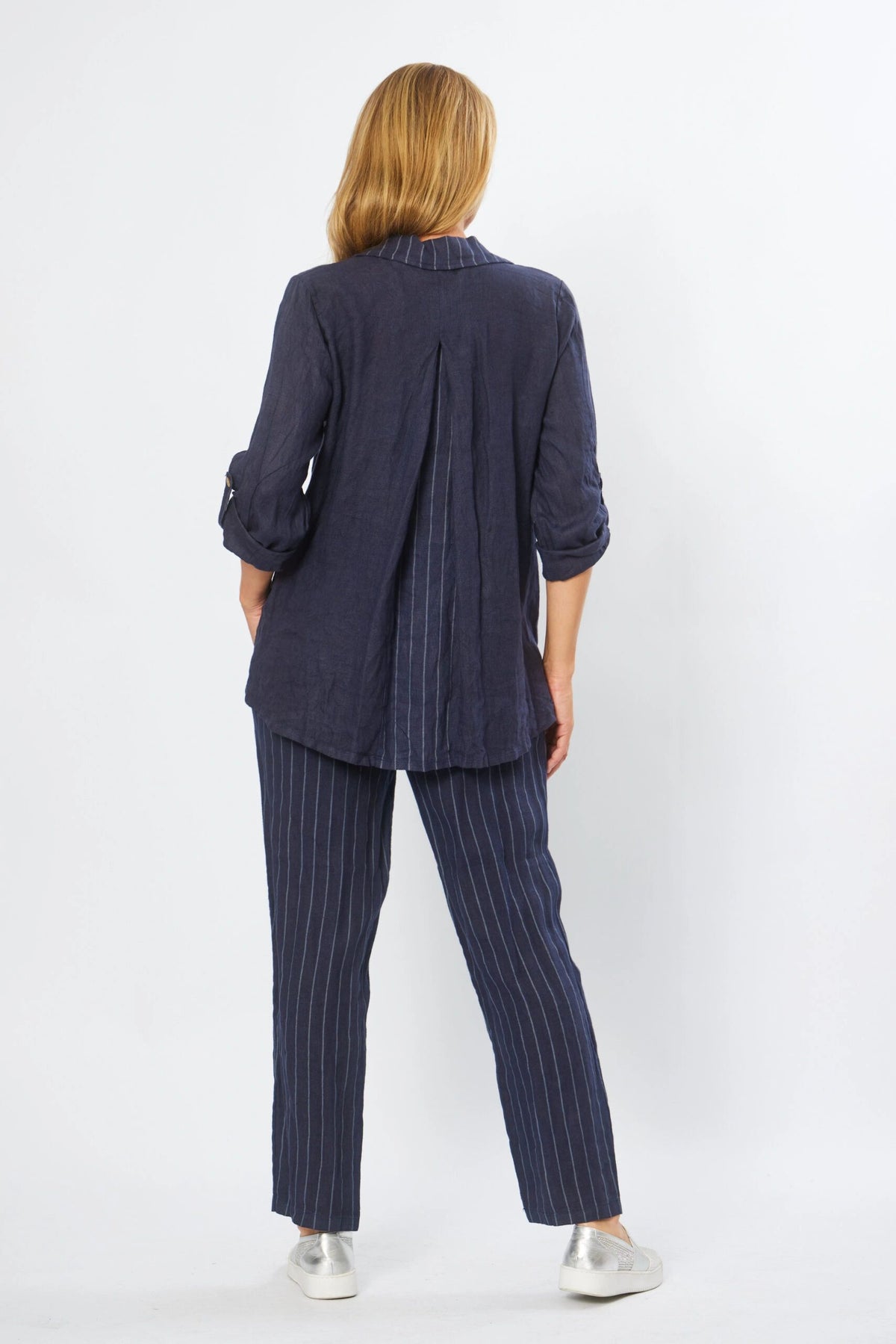 Linen Navy Stripe Set
